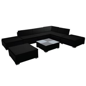 vidaXL 8 Piece Garden Lounge Set with Cushions Poly Rattan Black