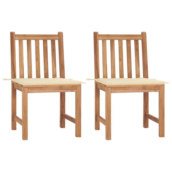 vidaXL Garden Chairs 2 pcs with Cushions Solid Teak Wood