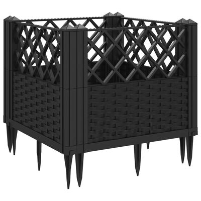 vidaXL Garden Planter with Pegs Black 43.5x43.5x43.5 cm PP