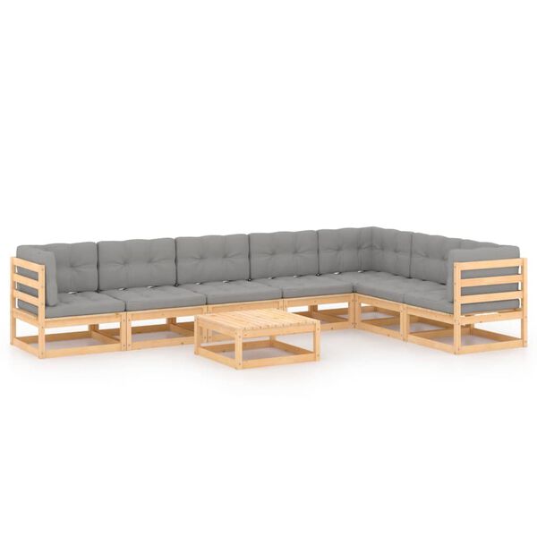 vidaXL 8 Piece Garden Lounge Set with Cushions Solid Pinewood
