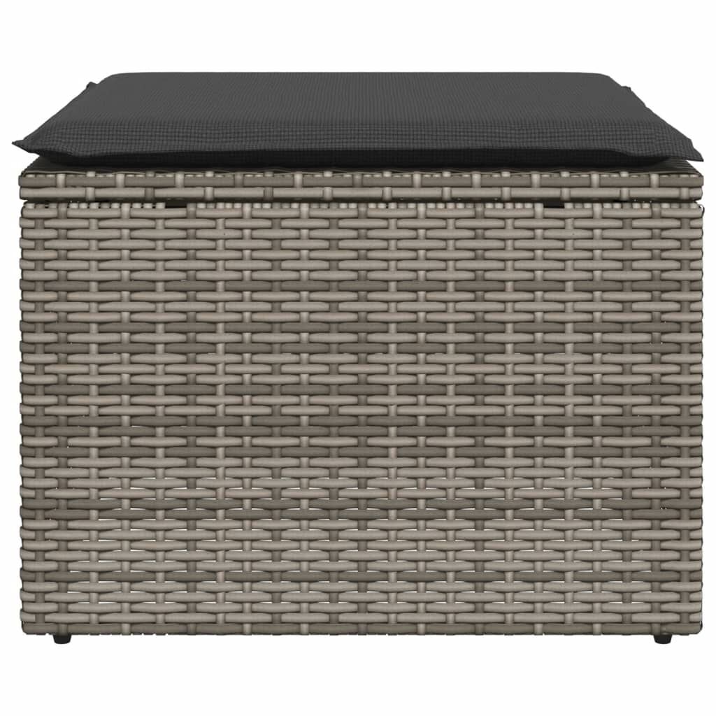 vidaXL Garden Stool with Cushion Grey 55x55x37 cm Poly Rattan