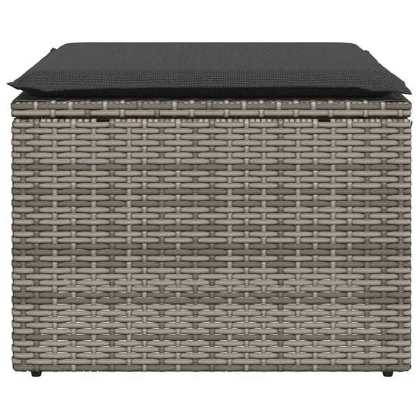 vidaXL Garden Stool with Cushion Grey 55x55x37 cm Poly Rattan