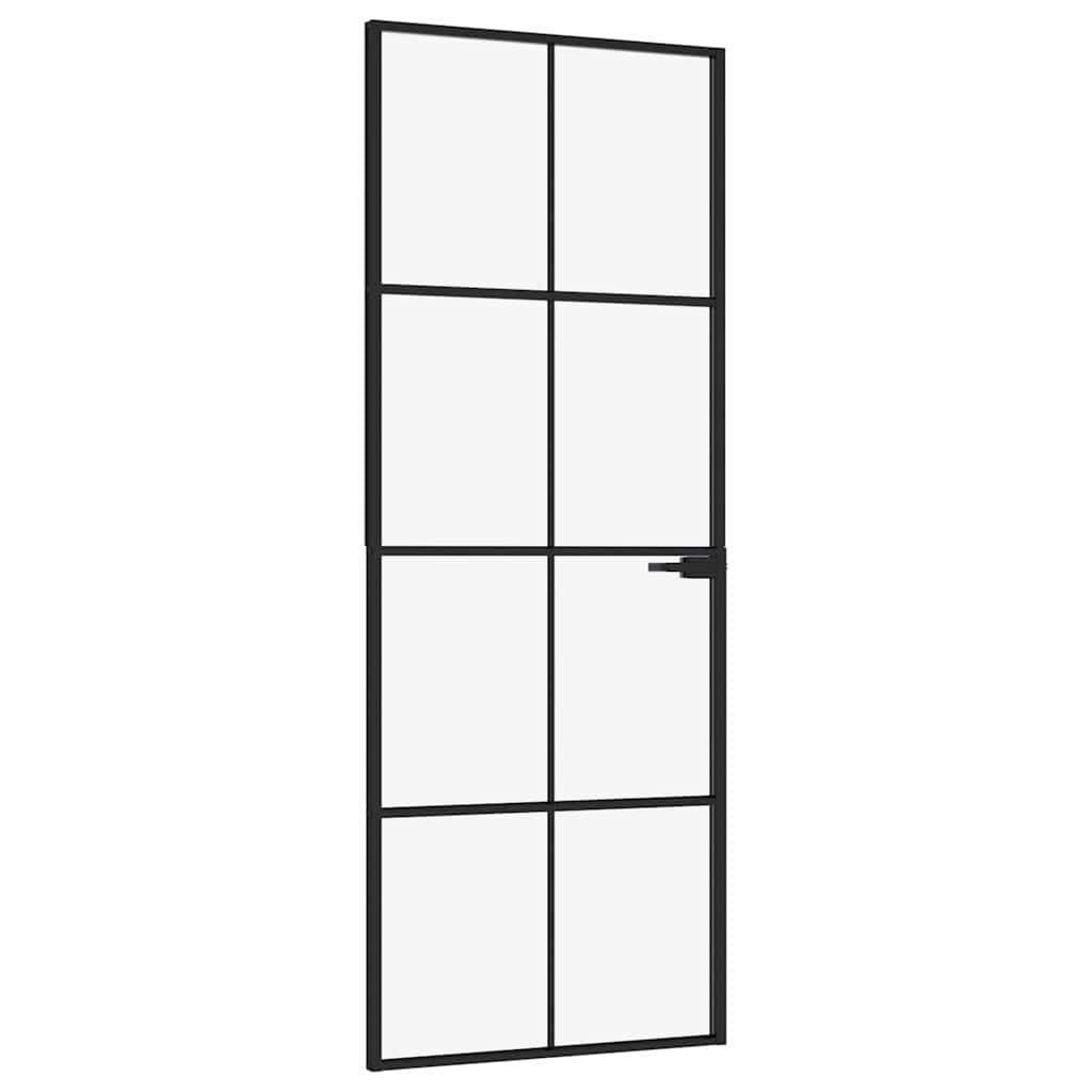 vidaXL Interior Door Black 76x201.5 cm Tempered Glass&Aluminium