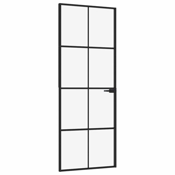 vidaXL Interior Door Black 76x201.5 cm Tempered Glass&Aluminium