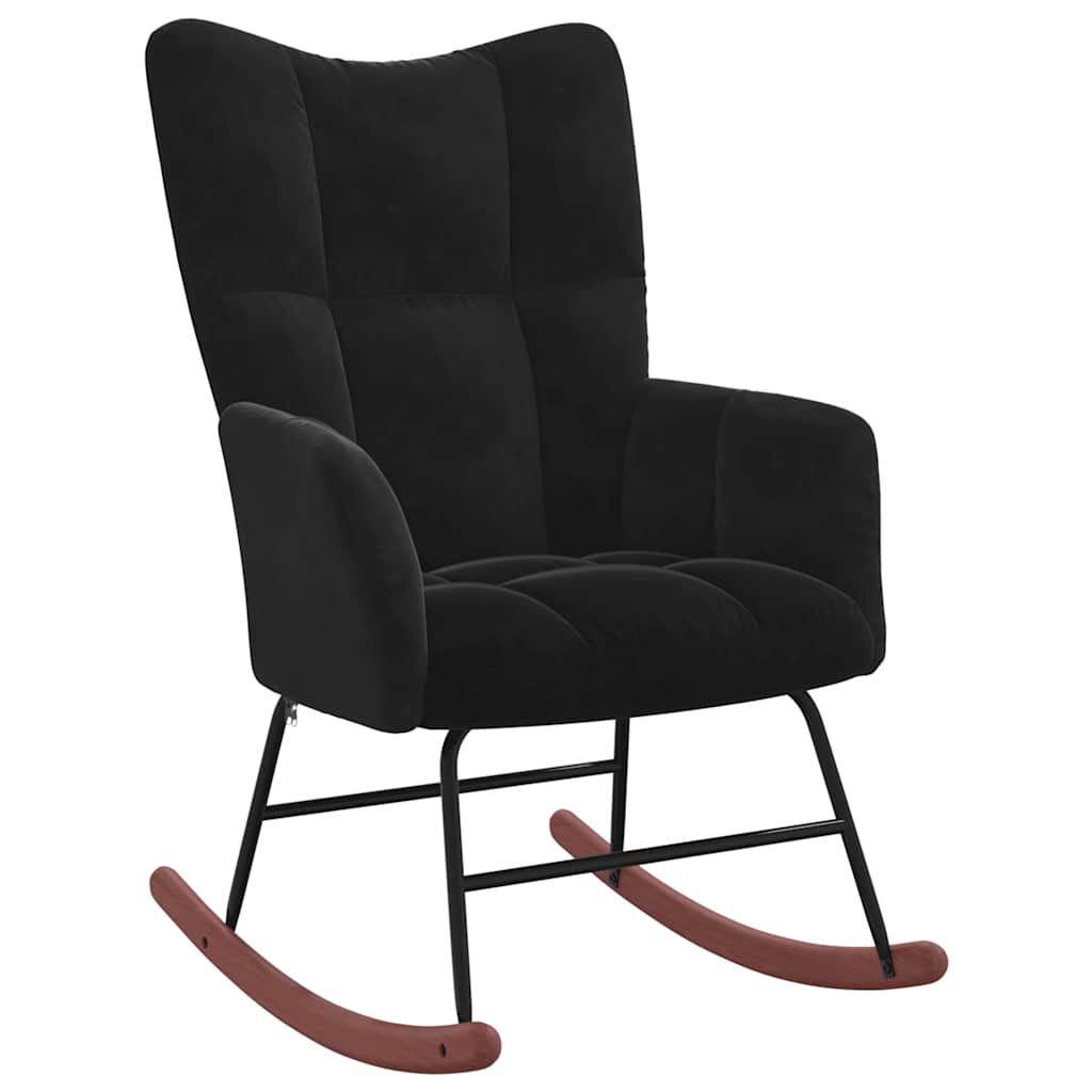 vidaXL Rocking Chair with a Stool Black Velvet