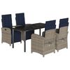 vidaXL 5 Piece Garden Dining Set with Cushions Grey Poly Rattan