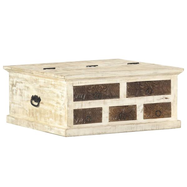 vidaXL Coffee Table White 68x68x30 cm Solid Mango Wood