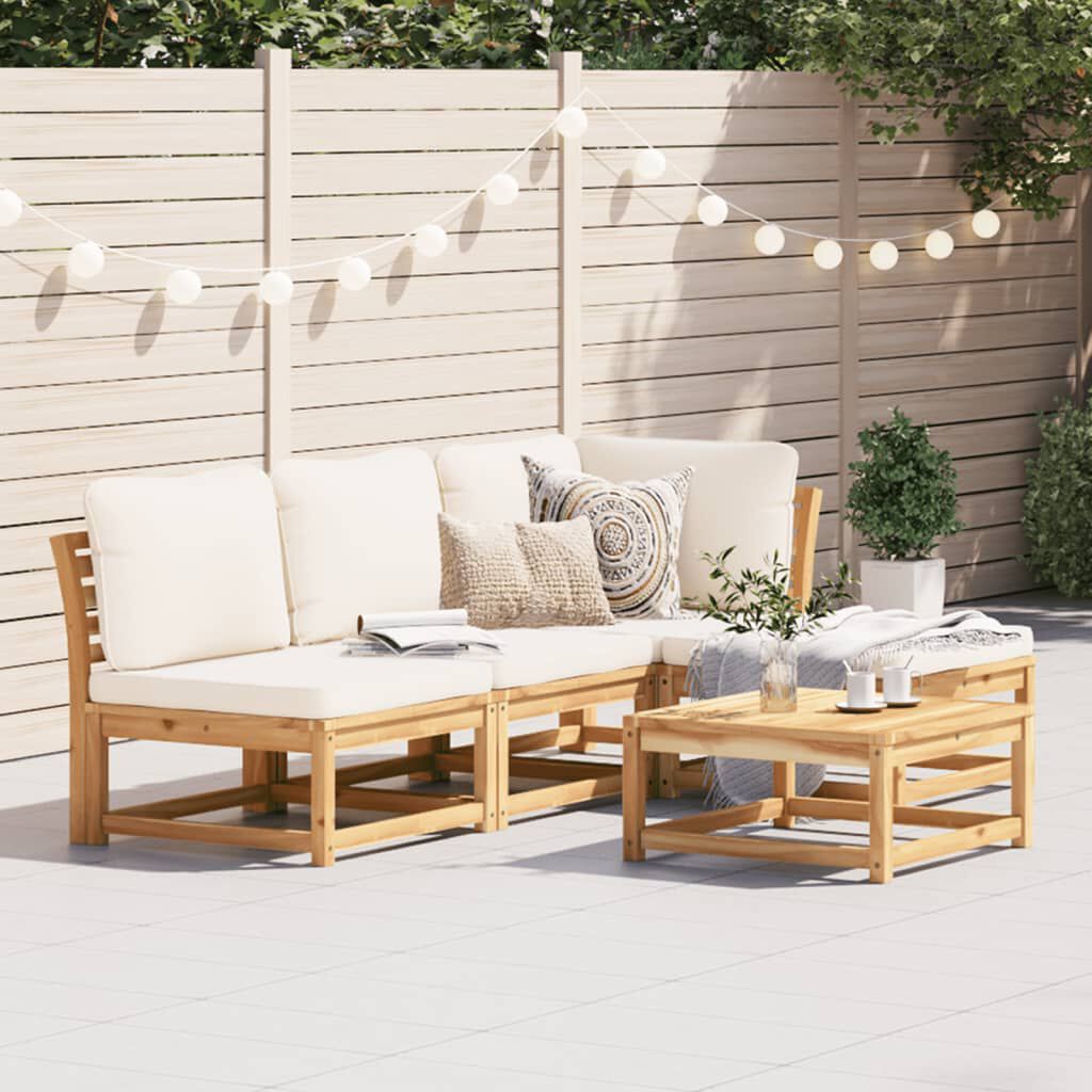 vidaXL 5 Piece Garden Lounge Set with Cushions Solid Wood Acacia