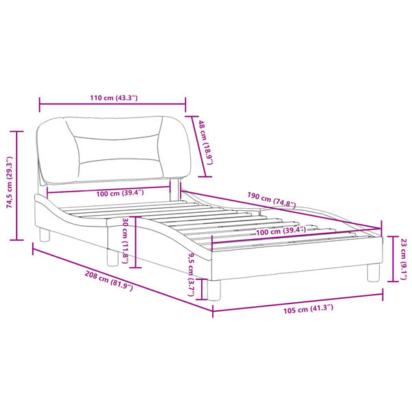 vidaXL Bed Frame without Mattress "Hvar" Dark Grey 100x190 cm Fabric