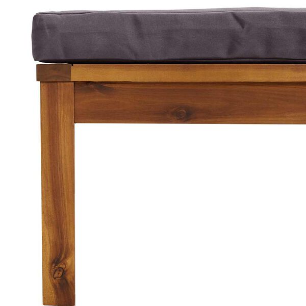 vidaXL Footrest with Dark Grey Cushion Solid Acacia Wood