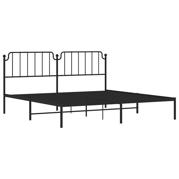 vidaXL Metal Bed Frame without Mattress with Headboard Black 193x203cm