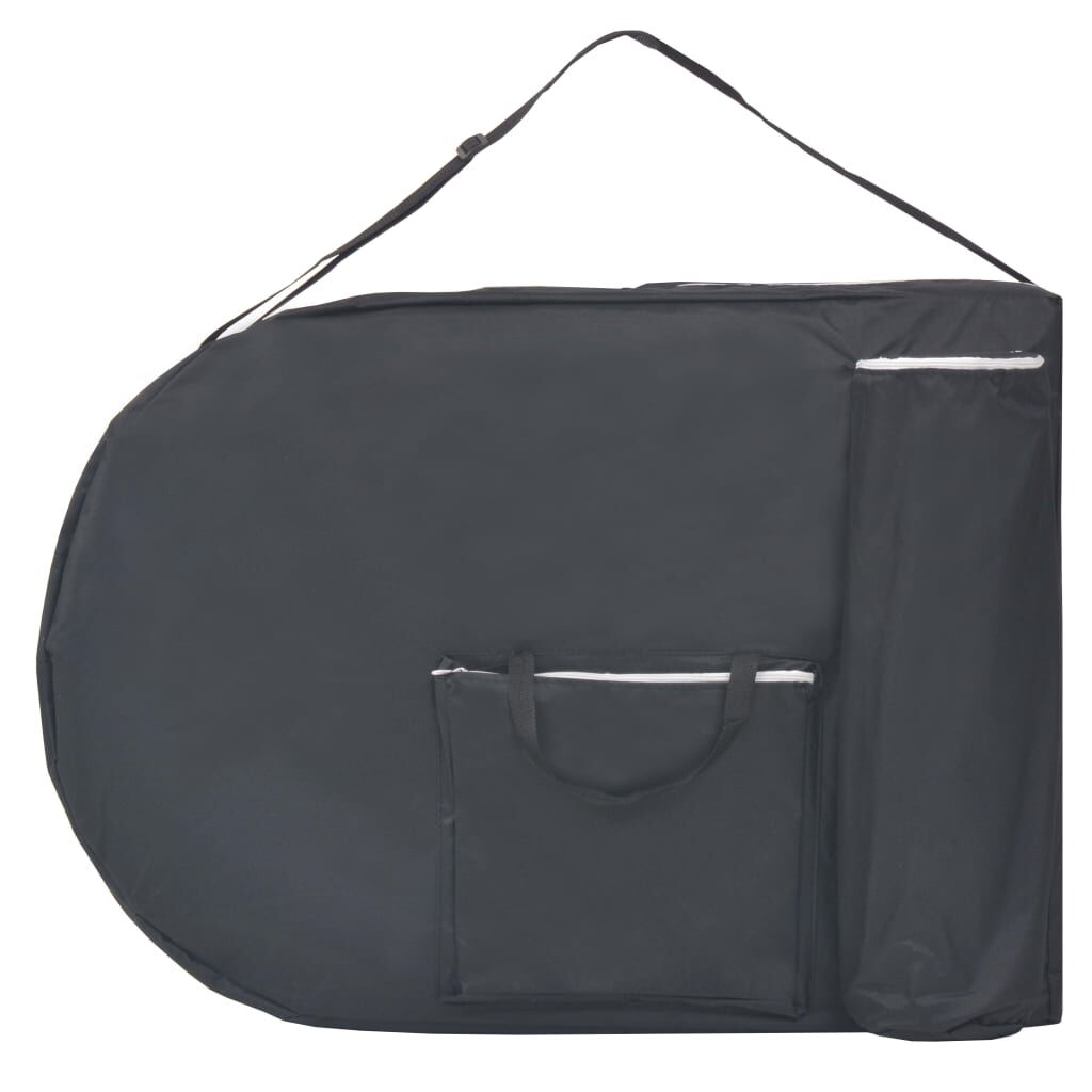 vidaXL Folding Massage Table 4 cm Thick with 2 Bolsters Oval Black