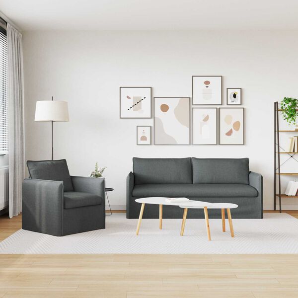 vidaXL Sofa Set 2 pcs Dark Grey 196 x 82 x 85 cm Fabric