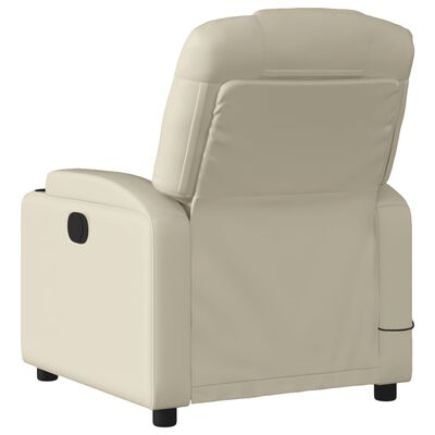 vidaXL Massage Recliner Chair Cream Faux Leather