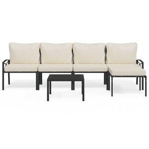 vidaXL 6 Piece Garden Lounge Set with Sand Cushions Steel