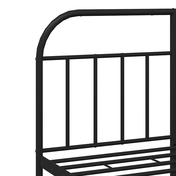 vidaXL Metal Bed Frame without Mattress with Headboard Black 135x190cm