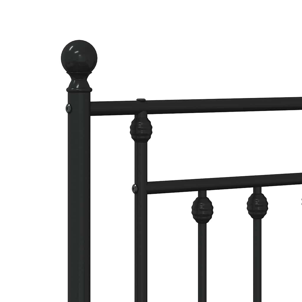 vidaXL Metal Bed Frame without Mattress with Headboard Black 183x213cm