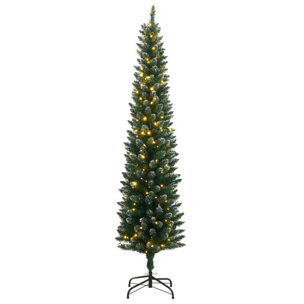 vidaXL Artificial Slim Christmas Tree 300 LEDs 210 cm
