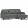 vidaXL 3-Seater Sofa with Footstool Dark Grey 180 cm Fabric
