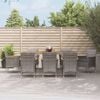 vidaXL 9 Piece Garden Dining Set with Cushions Grey Poly Rattan