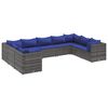 vidaXL 9 Piece Garden Lounge Set with Cushions Grey Poly Rattan