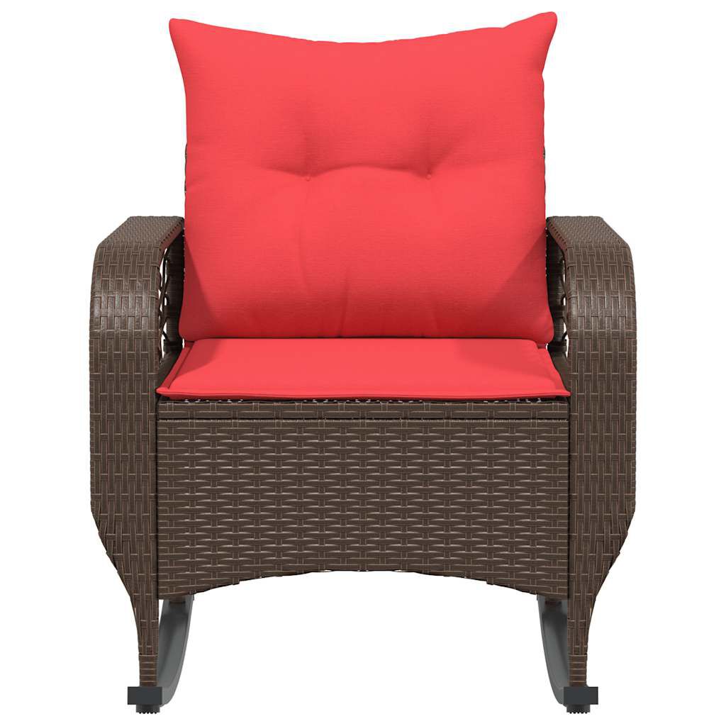vidaXL Garden Rocking Chair with Cushions Brown Poly Rattan
