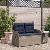 vidaXL Reclining Garden Bench with Cushions Grey Poly Rattan