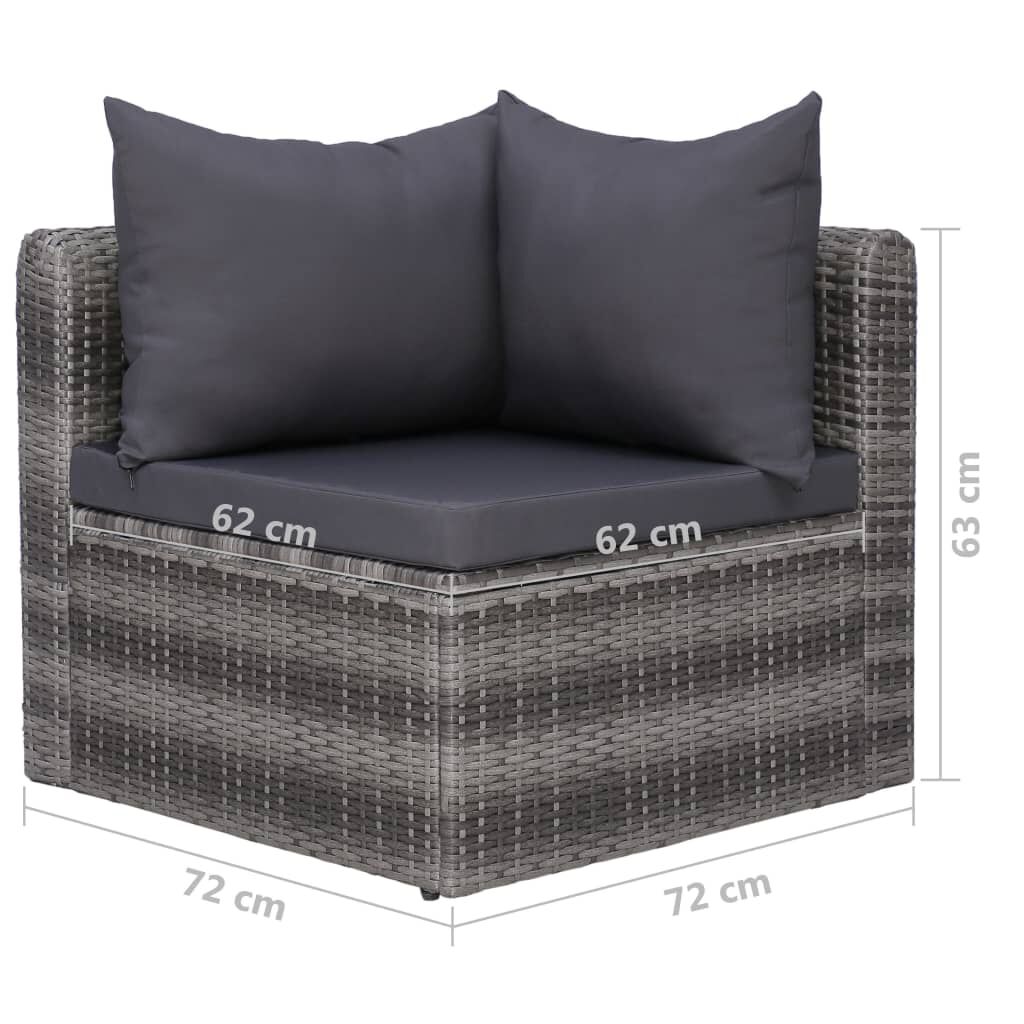 vidaXL 7 Piece Garden Lounge Set with Cushions Poly Rattan Grey