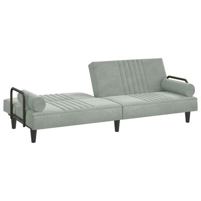 vidaXL Sofa Bed with Armrests Light Grey Velvet