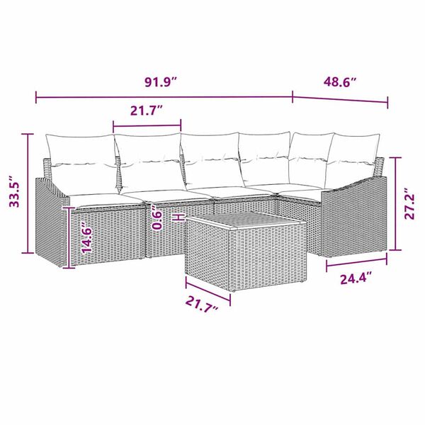 vidaXL Garden Sofa Set 6 pcs Black and turquoise