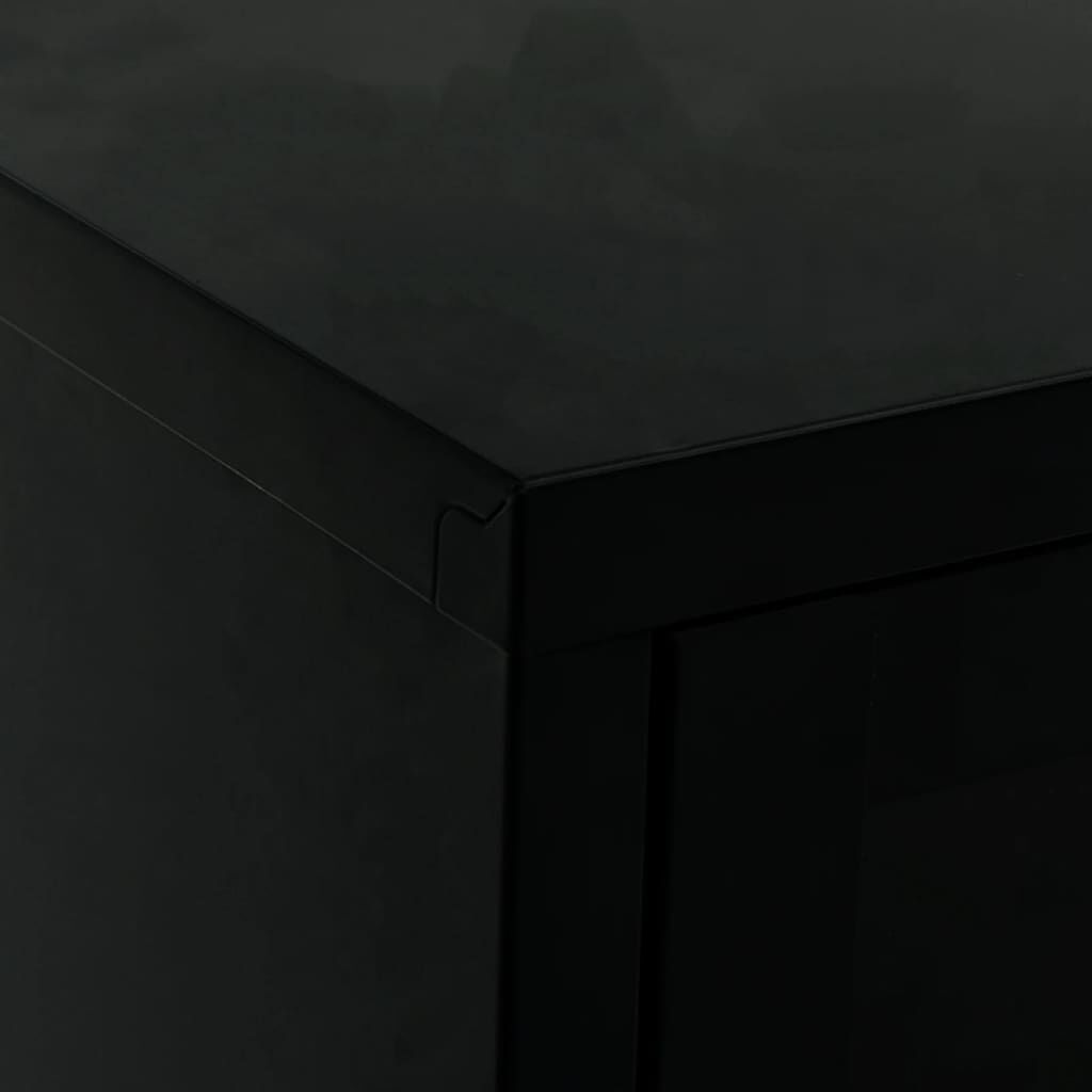 vidaXL TV Cabinet Black 90x30x44 cm Steel and Glass