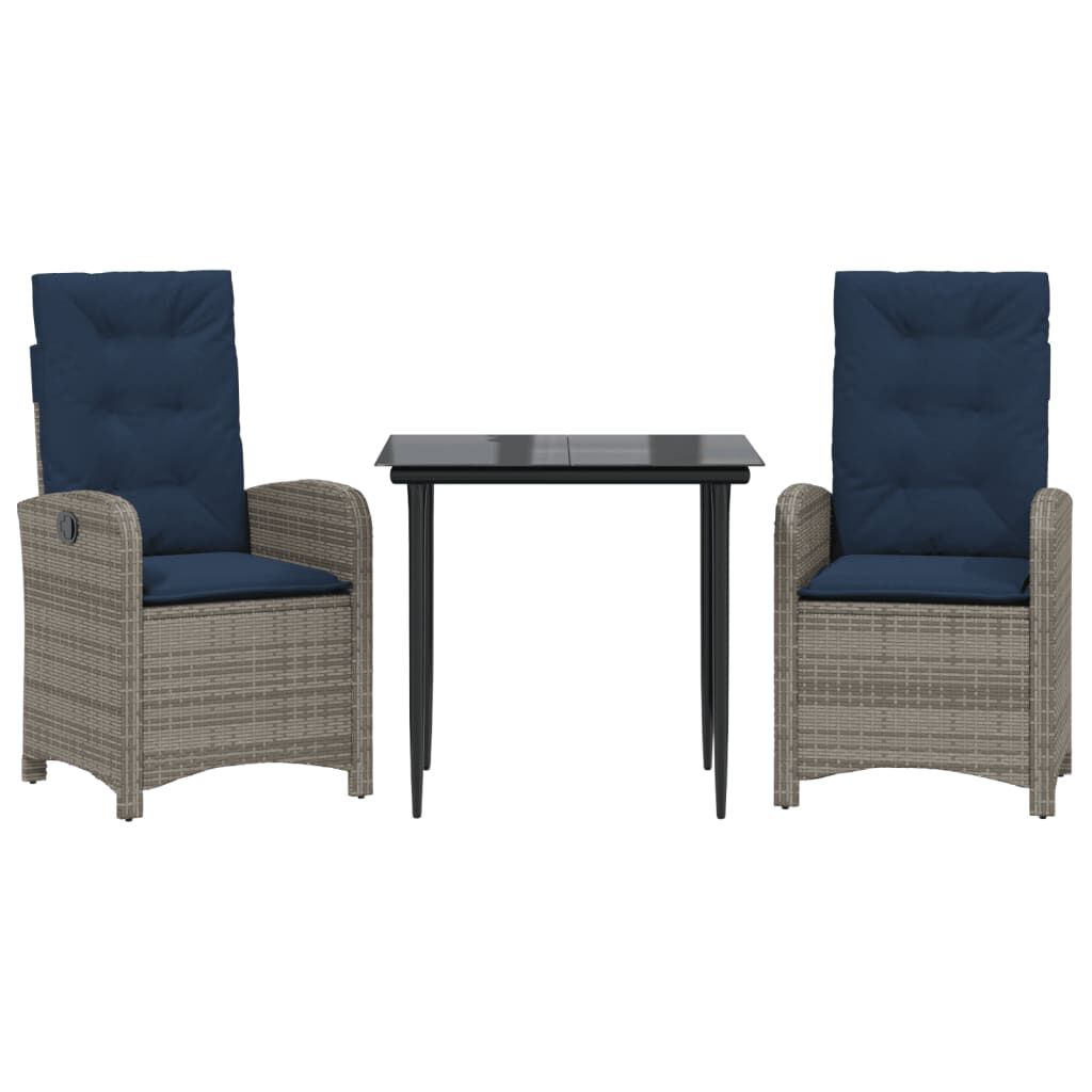 vidaXL 5 Piece Garden Dining Set with Cushions Grey Poly Rattan