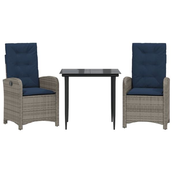 vidaXL 5 Piece Garden Dining Set with Cushions Grey Poly Rattan