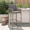 vidaXL Garden Bar Stools with Cushions 2 pcs Grey Poly Rattan
