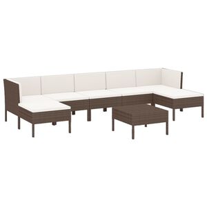 vidaXL 8 Piece Garden Lounge Set with Cushions Poly Rattan Brown