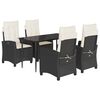 vidaXL 5 Piece Garden Dining Set with Cushions Black Poly Rattan