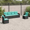 vidaXL 6 Piece Garden Sofa Set with Cushions Black Poly Rattan