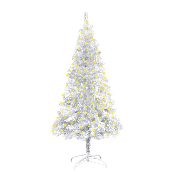 vidaXL Artificial Pre-lit Christmas Tree with Stand Silver 150 cm PET