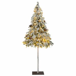 vidaXL Artificial Christmas Tree 300 LEDs&Ball Set&Flocked Snow 180 cm