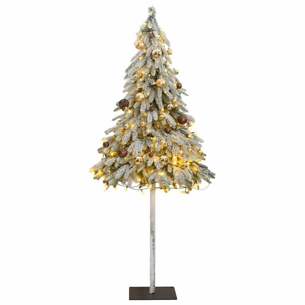 vidaXL Artificial Christmas Tree 300 LEDs&Ball Set&Flocked Snow 180 cm