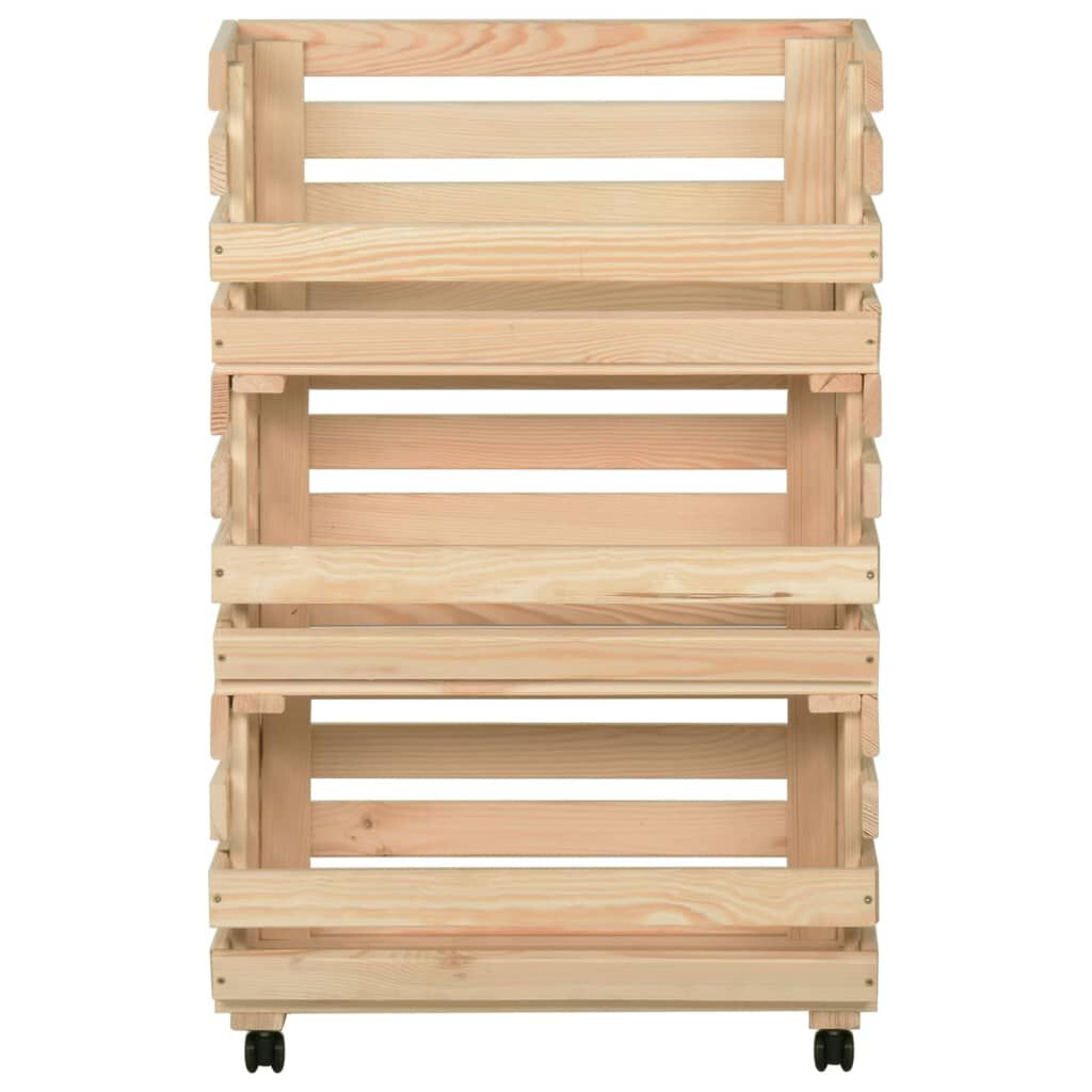 vidaXL Vegetable Trolley 37x30x80 cm Solid Pinewood