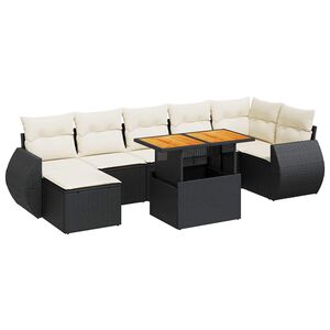 vidaXL 8 Piece Garden Sofa Set with Cushions Black Poly Rattan