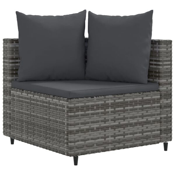 vidaXL 4 Piece Garden Sofa Set with Cushions Grey Poly Rattan