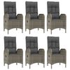 vidaXL 7 Piece Garden Dining Set with Cushions Black and Grey Poly Rattan