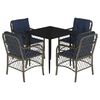 vidaXL 5 Piece Garden Dining Set with Cushions Grey Poly Rattan