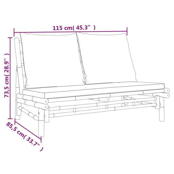 vidaXL Garden Bench with Cream White Cushions Bamboo