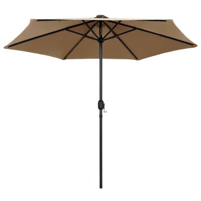 vidaXL Parasol with LED Lights and Aluminium Pole 270 cm Taupe