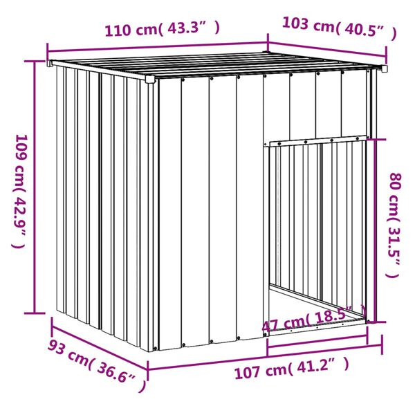 vidaXL Dog House with Roof Anthracite 110x103x109 cm Galvanised Steel