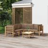vidaXL 6 Piece Garden Lounge Set with Taupe Cushions Bamboo