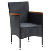 vidaXL 5 Piece Garden Dining Set with Cushions Poly Rattan Black